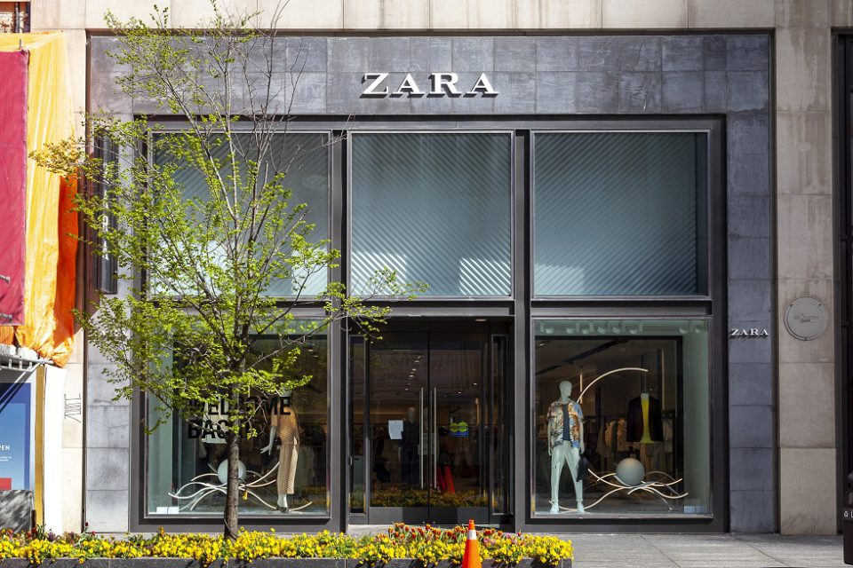 Toronto, Canada - May 16, 2020: Zara store at the Bloor-Yorkville Business Area in Toronto. Zara SA is a Spanish apparel retailer specializes in fast fashion, and products.